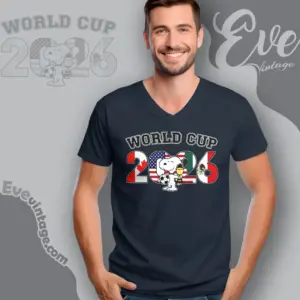 Snoopy Football World Cup 2026 Trophy V Neck TShirt