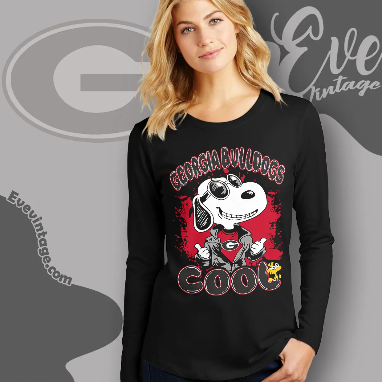 Snoopy Georgia Bulldogs Cool Long Sleeve Tee Snoopy Georgia Bulldogs Cool Long Sleeve Tee