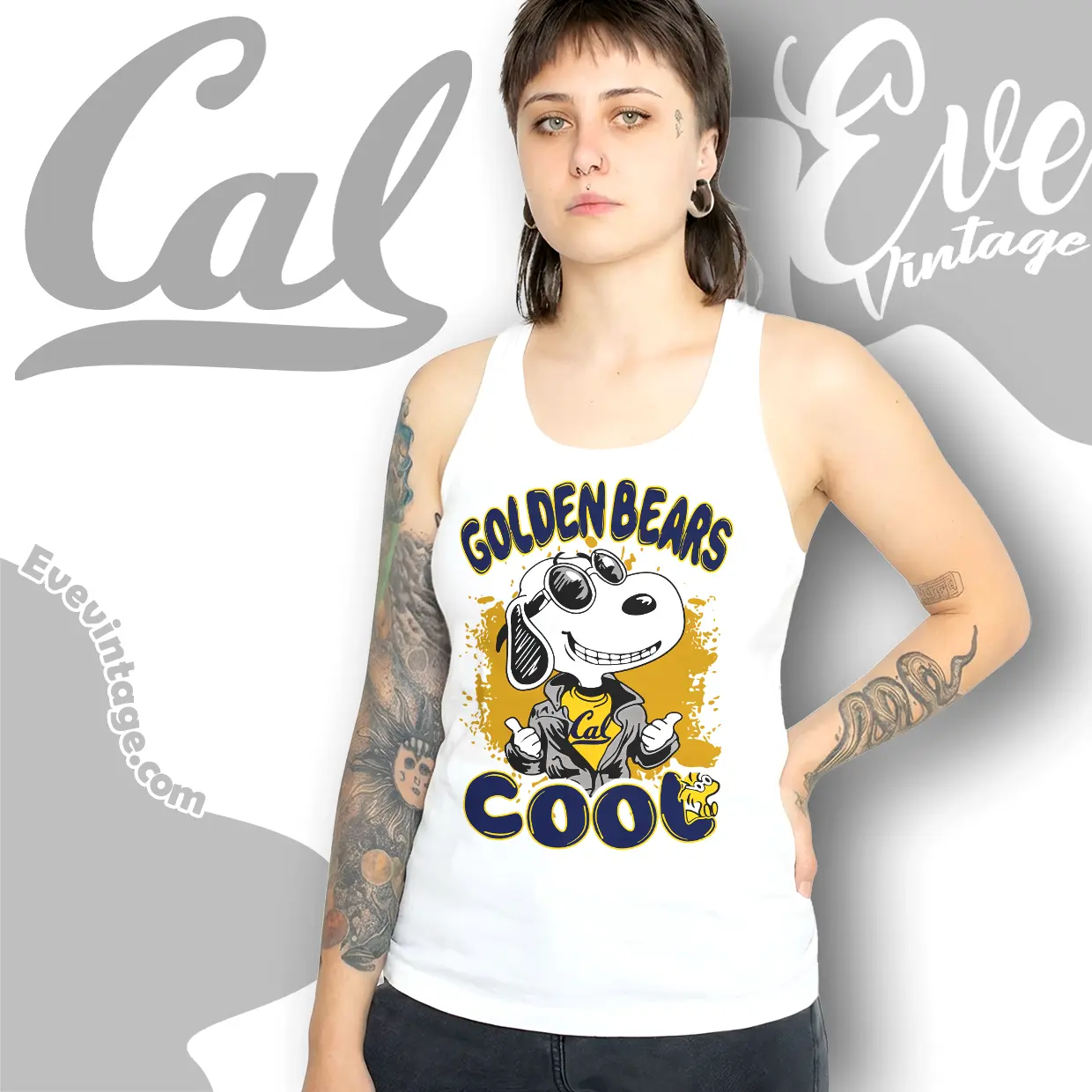 Snoopy Golden Bears Cool Tank Top Racerback Snoopy Golden Bears Cool Tank Top Racerback