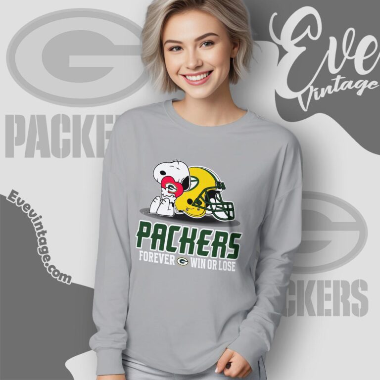 Snoopy Green Bay Packers Forever Win Or Lose Shirt Long Sleeve Tee Snoopy Green Bay Packers Forever Win Or Lose Shirt Long Sleeve Tee