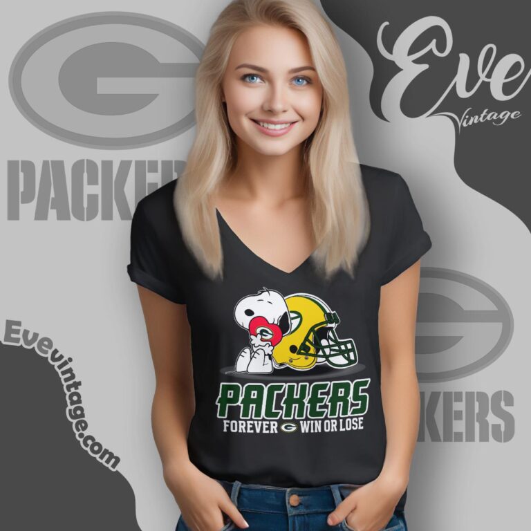 Snoopy Green Bay Packers Forever Win Or Lose Shirt V Neck TShirt Snoopy Green Bay Packers Forever Win Or Lose Shirt V Neck TShirt
