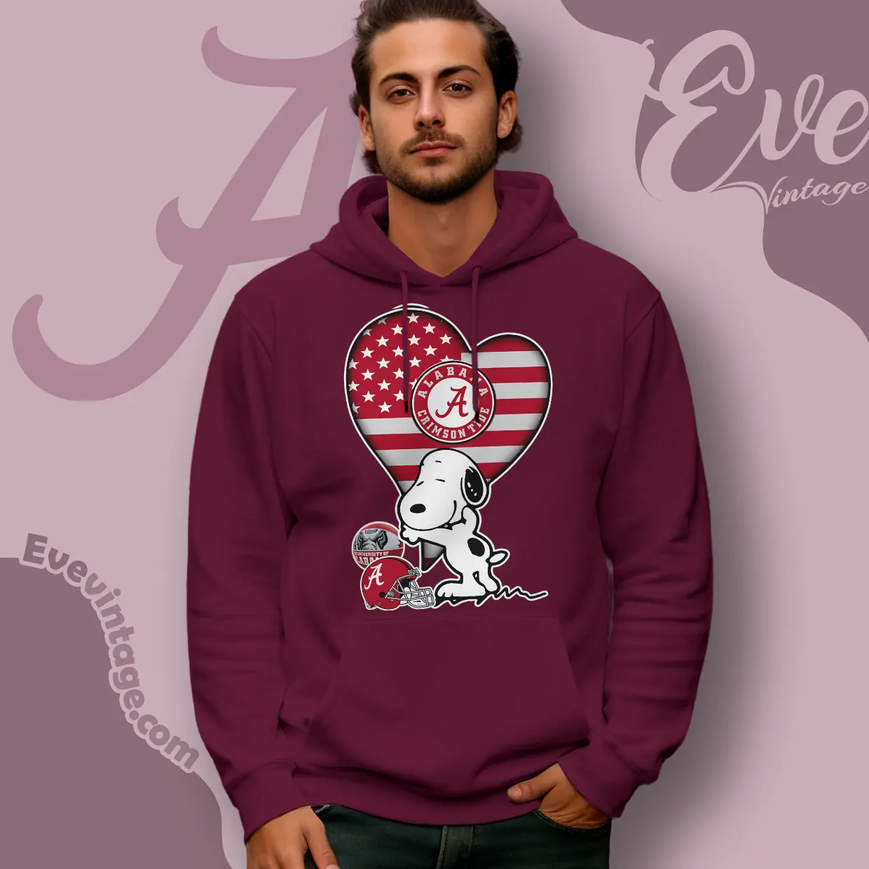 Snoopy Hugs Alabama Crimson Tide Heart Hoodie Snoopy Hugs Alabama Crimson Tide Heart Hoodie