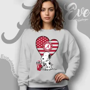Snoopy Hugs Alabama Crimson Tide Heart Sweatshirt