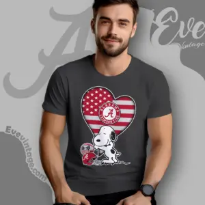 Snoopy Hugs Alabama Crimson Tide Heart T shirt