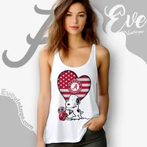 Snoopy Hugs Alabama Crimson Tide Heart Tank Top Racerback