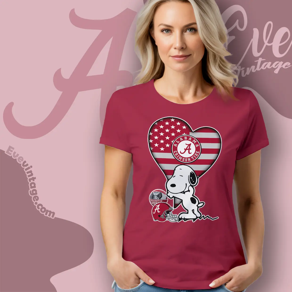 Snoopy Hugs Alabama Crimson Tide Heart Women T shirt Snoopy Hugs Alabama Crimson Tide Heart Women T shirt