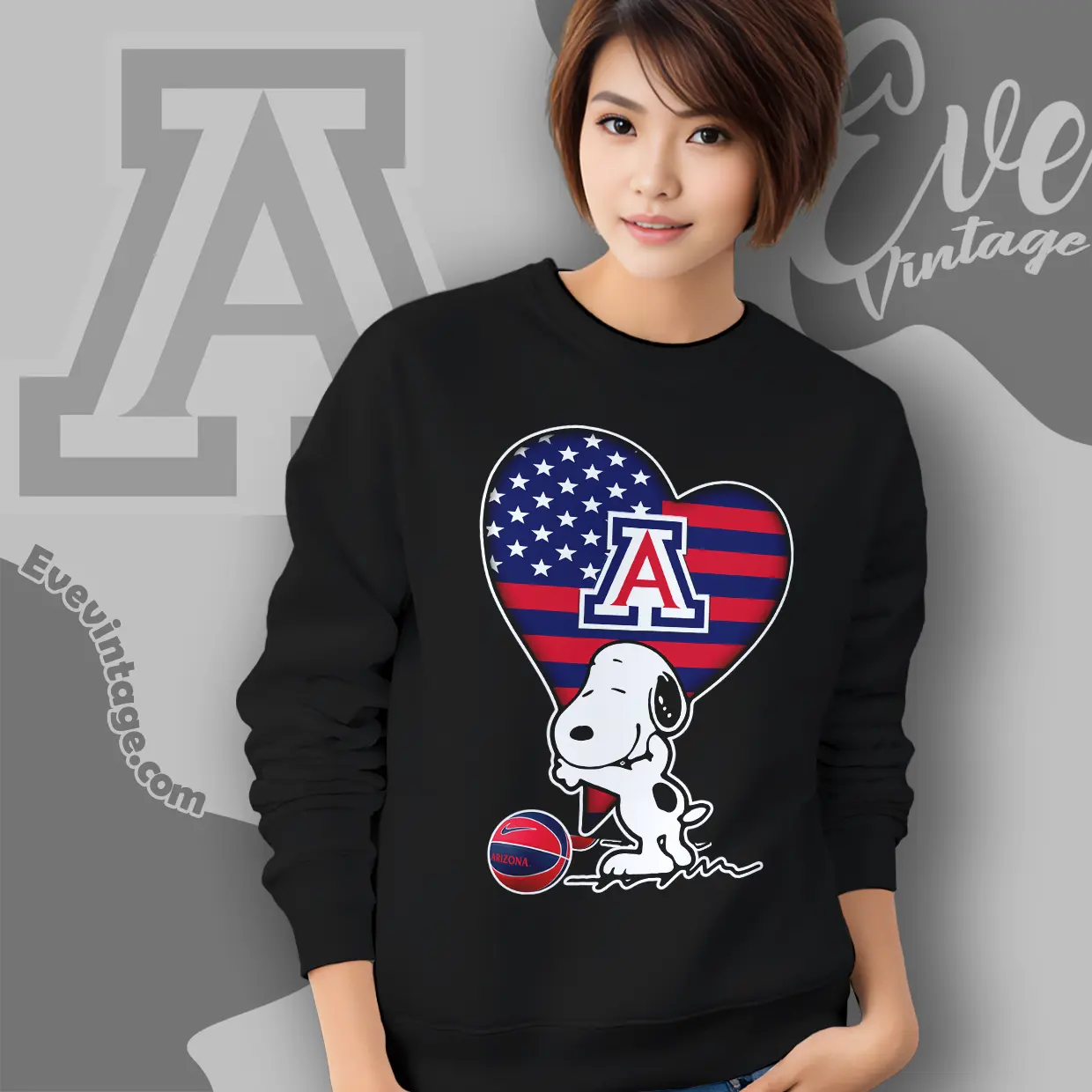 Snoopy Hugs Arizona Wildcats Heart Sweatshirt Snoopy Hugs Arizona Wildcats Heart Sweatshirt