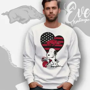 Snoopy Hugs Arkansas Razorbacks Heart Sweatshirt