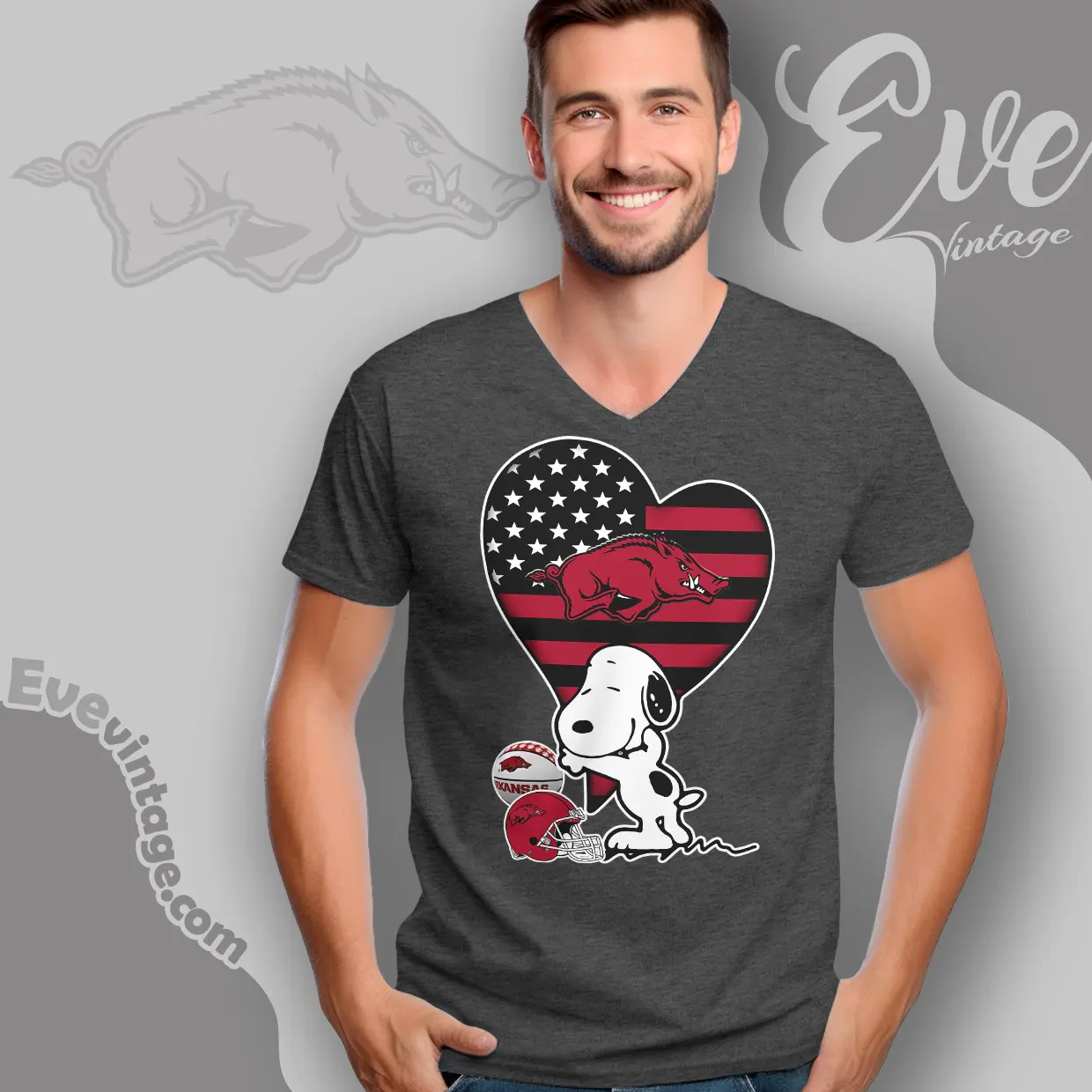 Snoopy Hugs Arkansas Razorbacks Heart V Neck TShirt Snoopy Hugs Arkansas Razorbacks Heart V Neck TShirt