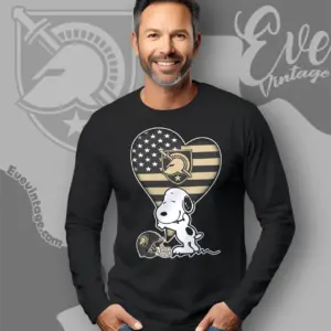 Snoopy Hugs Army Black Knights Heart Shirt Long Sleeve Tee