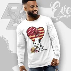 Snoopy Hugs Boston College Eagles Heart Long Sleeve Tee