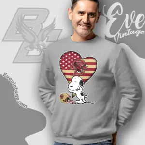 Snoopy Hugs Boston College Eagles Heart Sweatshirt