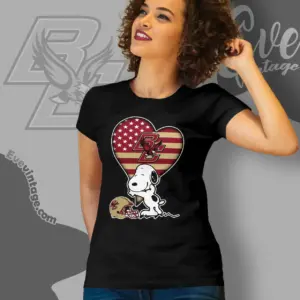 Snoopy Hugs Boston College Eagles Heart Women T shirt