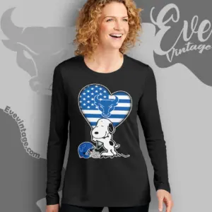 Snoopy Hugs Buffalo Bulls Heart Long Sleeve Tee