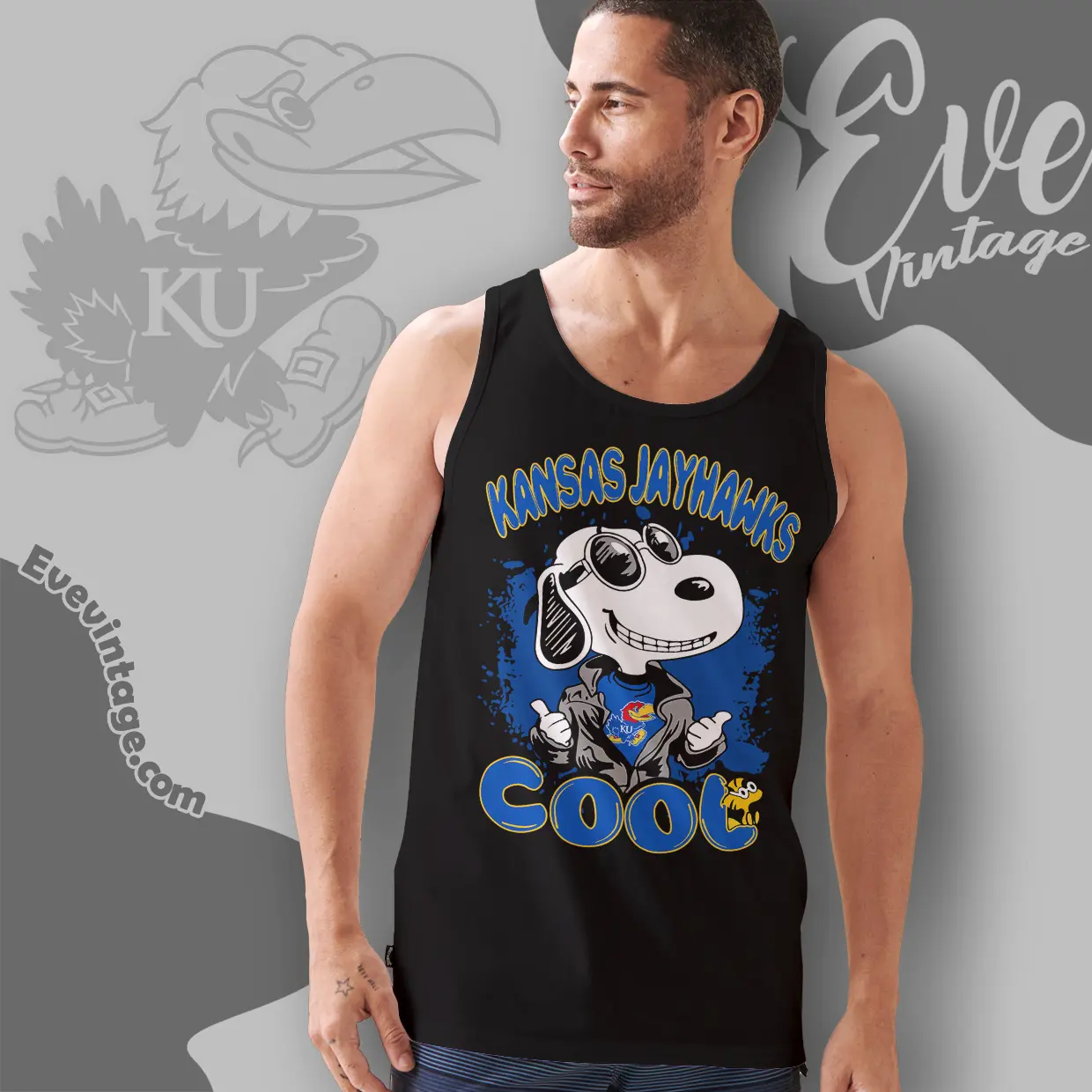 Snoopy Kansas Jayhawks Cool Tank Top Racerback Snoopy Kansas Jayhawks Cool Tank Top Racerback