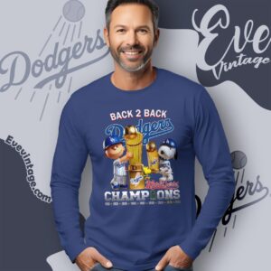 Snoopy La Dodgers Back To Back 2025 Shirt Peanuts World Series Champions Tee Long Sleeve Tee