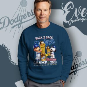 Snoopy La Dodgers Back To Back 2025 Shirt Peanuts World Series Champions Tee Sweatshirt