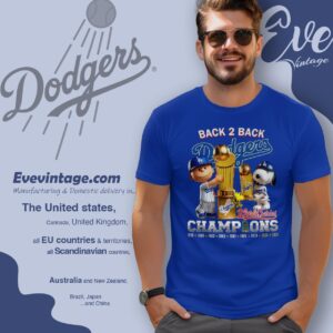 Snoopy La Dodgers Back To Back 2025 Shirt Peanuts World Series Champions Tee T shirt