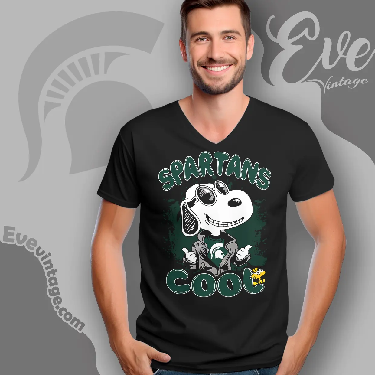 Snoopy Michigan State Spartans Cool V Neck TShirt Snoopy Michigan State Spartans Cool V Neck TShirt
