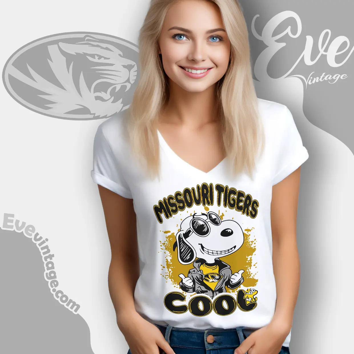 Snoopy Missouri Tigers Cool V Neck TShirt Snoopy Missouri Tigers Cool V Neck TShirt
