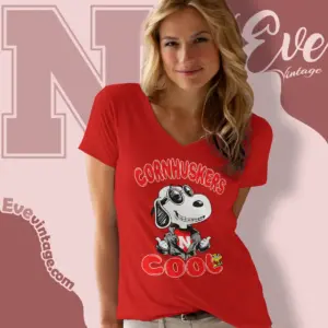 Snoopy Nebraska Cornhuskers Cool V Neck TShirt