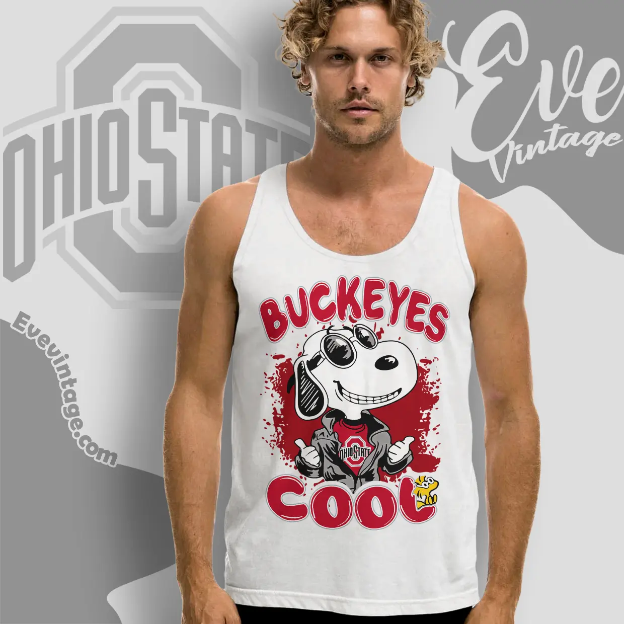 Snoopy Ohio State Buckeyes Cool Tank Top Racerback Snoopy Ohio State Buckeyes Cool Tank Top Racerback
