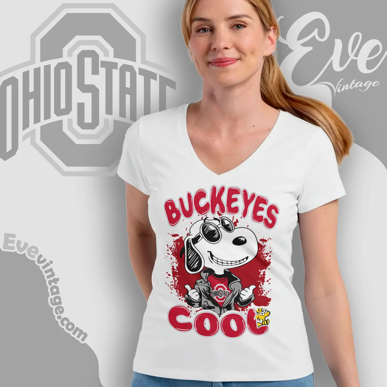 Snoopy Ohio State Buckeyes Cool V Neck TShirt Snoopy Ohio State Buckeyes Cool V Neck TShirt
