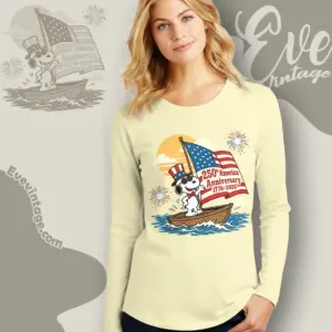 Snoopy Sailing Boat America 250th Anniversary Long Sleeve Tee
