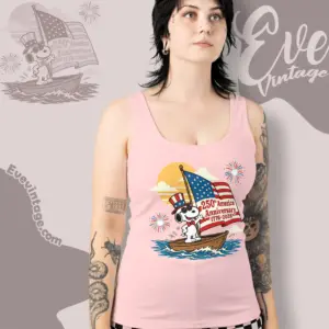 Snoopy Sailing Boat America 250th Anniversary Tank Top Racerback