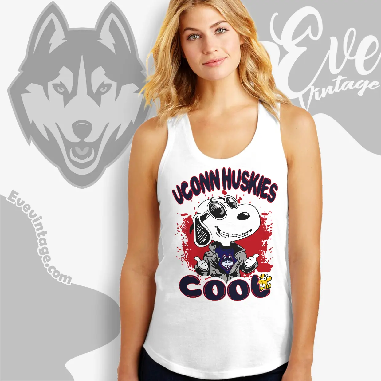 Snoopy Uconn Huskies Cool Tank Top Racerback Snoopy Uconn Huskies Cool Tank Top Racerback