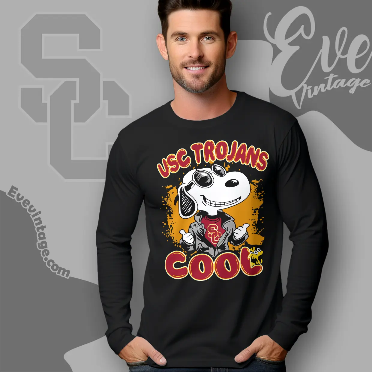 Snoopy Usc Trojans Cool Long Sleeve Tee Snoopy Usc Trojans Cool Long Sleeve Tee