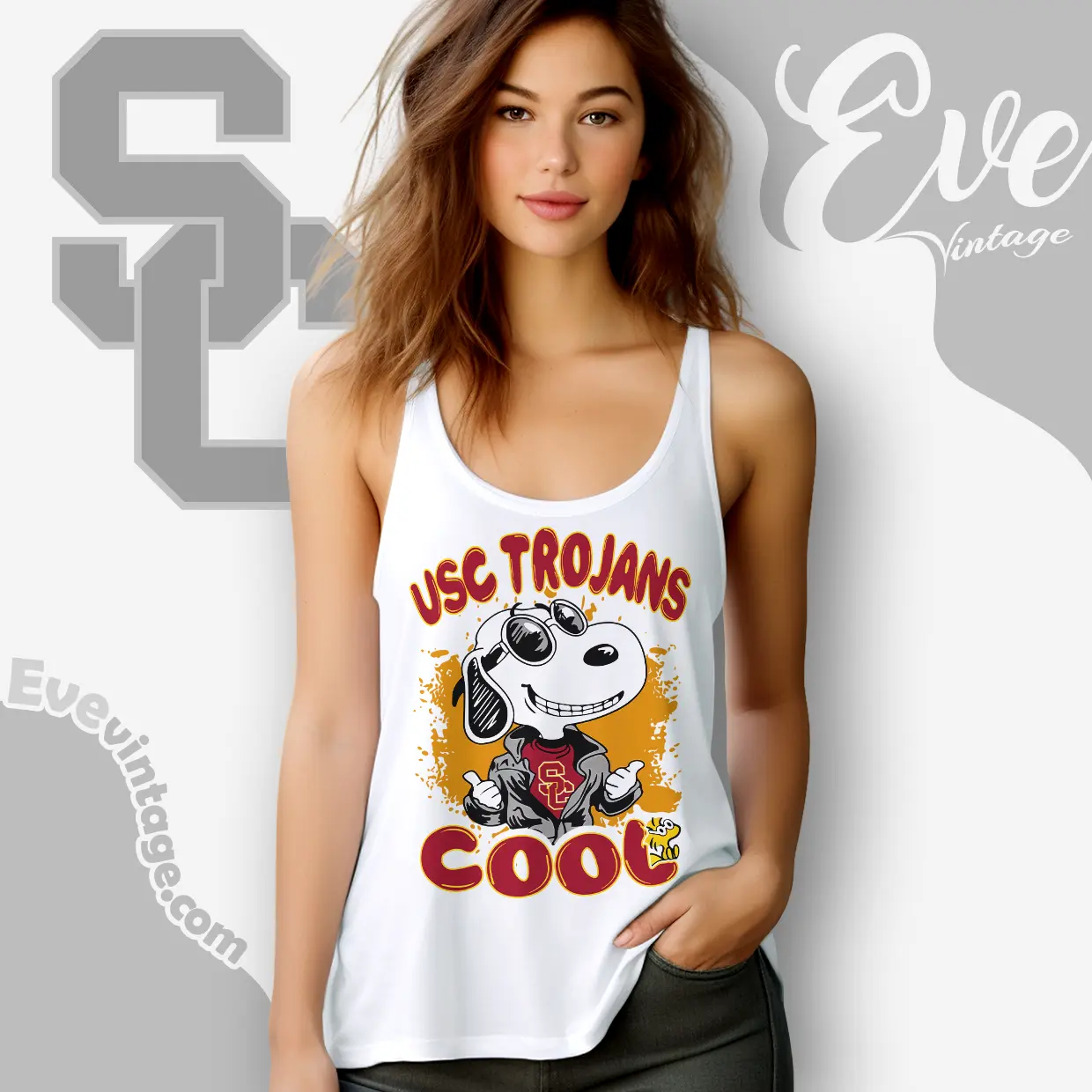 Snoopy Usc Trojans Cool Tank Top Racerback Snoopy Usc Trojans Cool Tank Top Racerback
