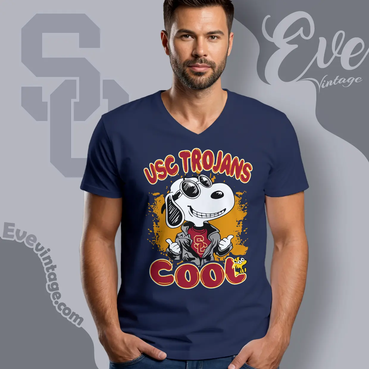 Snoopy Usc Trojans Cool V Neck TShirt Snoopy Usc Trojans Cool V Neck TShirt