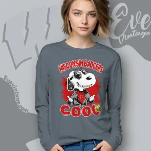 Snoopy Wisconsin Badgers Cool Long Sleeve Tee
