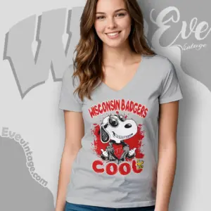 Snoopy Wisconsin Badgers Cool V Neck TShirt