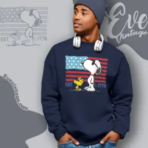 Snoopy Woodstock 250th Anniversary Usa Flag Sweatshirt