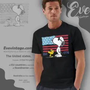 Snoopy Woodstock 250th Anniversary Usa Flag T shirt