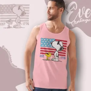 Snoopy Woodstock 250th Anniversary Usa Flag Tank Top Racerback