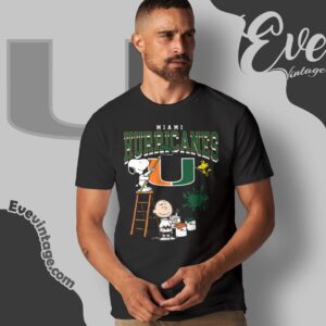 Snoopy Woodstock Miami Hurricanes Wall Paint Shirt T shirt