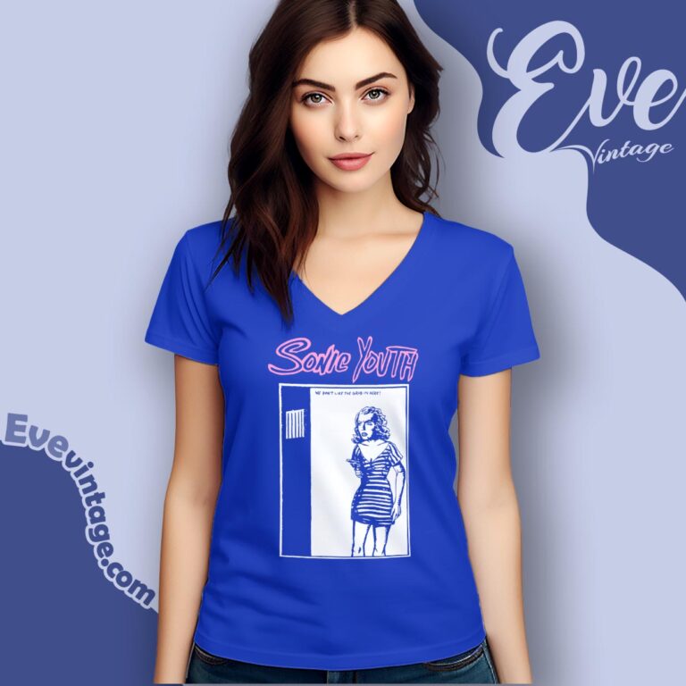 Sonic Youth We Dont Like The Grub In Here V Neck T Shirt Sonic Youth We Dont Like The Grub In Here V Neck T Shirt