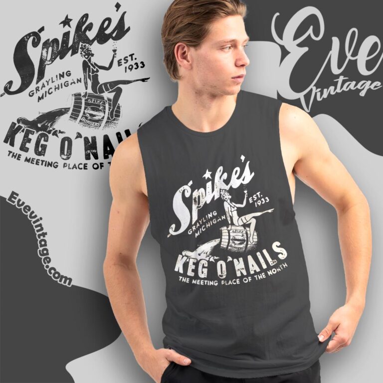 Spike's Keg O' Nails Shirt Grayling Michigan Dive Bar Tank Top Racerback Spike's Keg O' Nails Shirt Grayling Michigan Dive Bar Tank Top Racerback