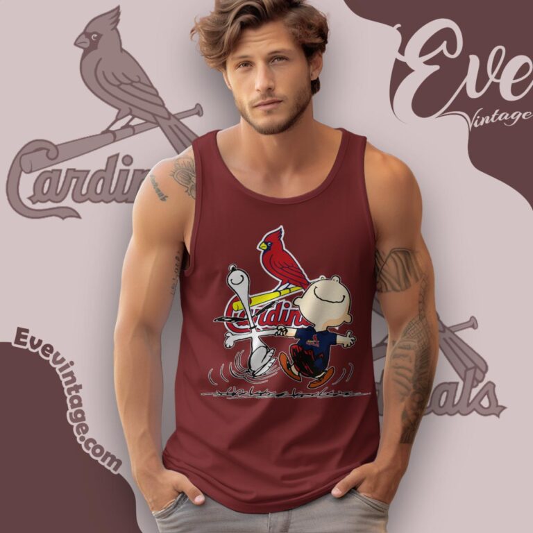 St Louis Cardinals Charlie Brown Snoopy Happy Dancing Shirt Tank Top Racerback St Louis Cardinals Charlie Brown Snoopy Happy Dancing Shirt Tank Top Racerback