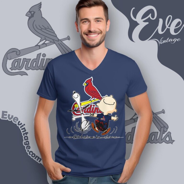 St Louis Cardinals Charlie Brown Snoopy Happy Dancing Shirt V Neck TShirt St Louis Cardinals Charlie Brown Snoopy Happy Dancing Shirt V Neck TShirt