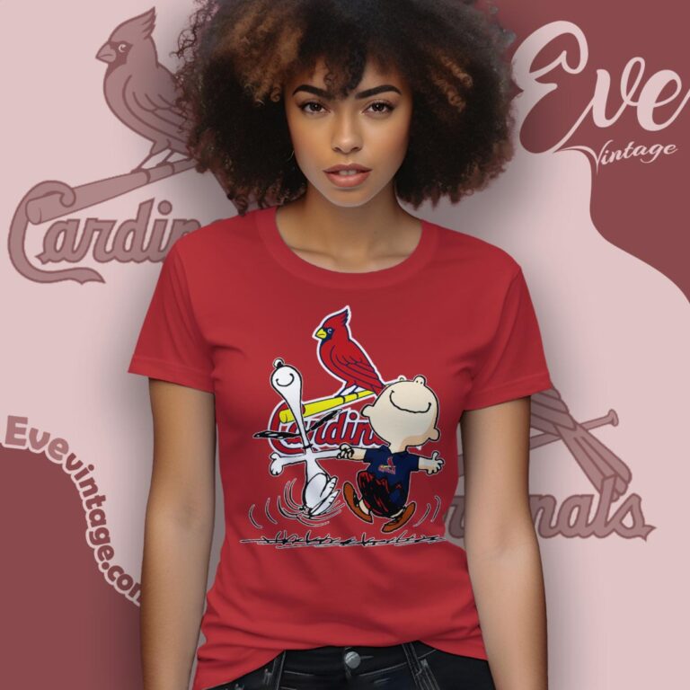 St Louis Cardinals Charlie Brown Snoopy Happy Dancing Shirt Women T Shirt St Louis Cardinals Charlie Brown Snoopy Happy Dancing Shirt Women T Shirt