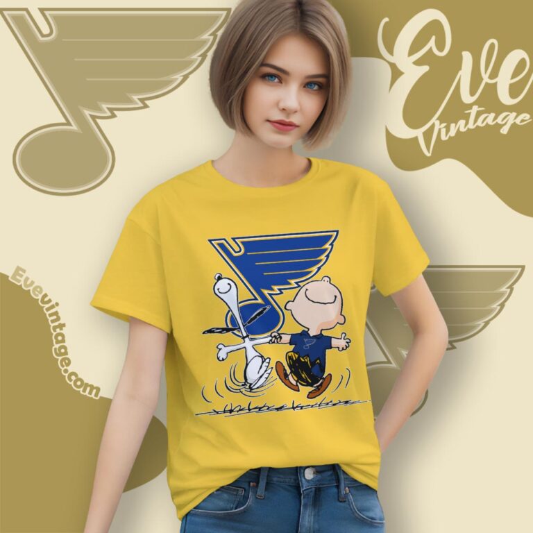 St Louis Blues Charlie Brown Snoopy Happy Dancing Shirt Women T Shirt St Louis Blues Charlie Brown Snoopy Happy Dancing Shirt Women T Shirt