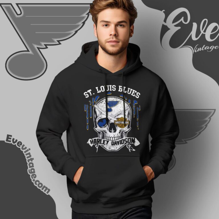 St Louis Blues Harley Davidson Skull Shirt Hoodie St Louis Blues Harley Davidson Skull Shirt Hoodie