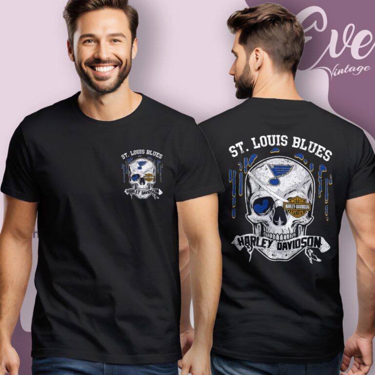 St Louis Blues Harley Davidson Skull Shirt Women T Shirt St Louis Blues Harley Davidson Skull Shirt Women T Shirt