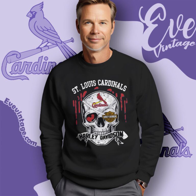 St Louis Cardinals Harley Davidson Skull Sweatshirt St Louis Cardinals Harley Davidson Skull Sweatshirt