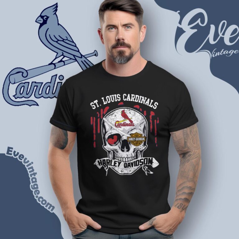St Louis Cardinals Harley Davidson Skull T Shirt St Louis Cardinals Harley Davidson Skull T Shirt