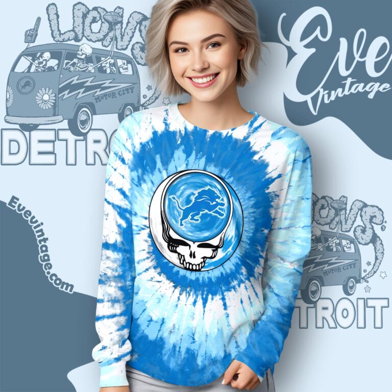 Stealie Detroit Lions Grateful Dead Tie dye Shirt Long Sleeve Tee Stealie Detroit Lions Grateful Dead Tie dye Shirt Long Sleeve Tee